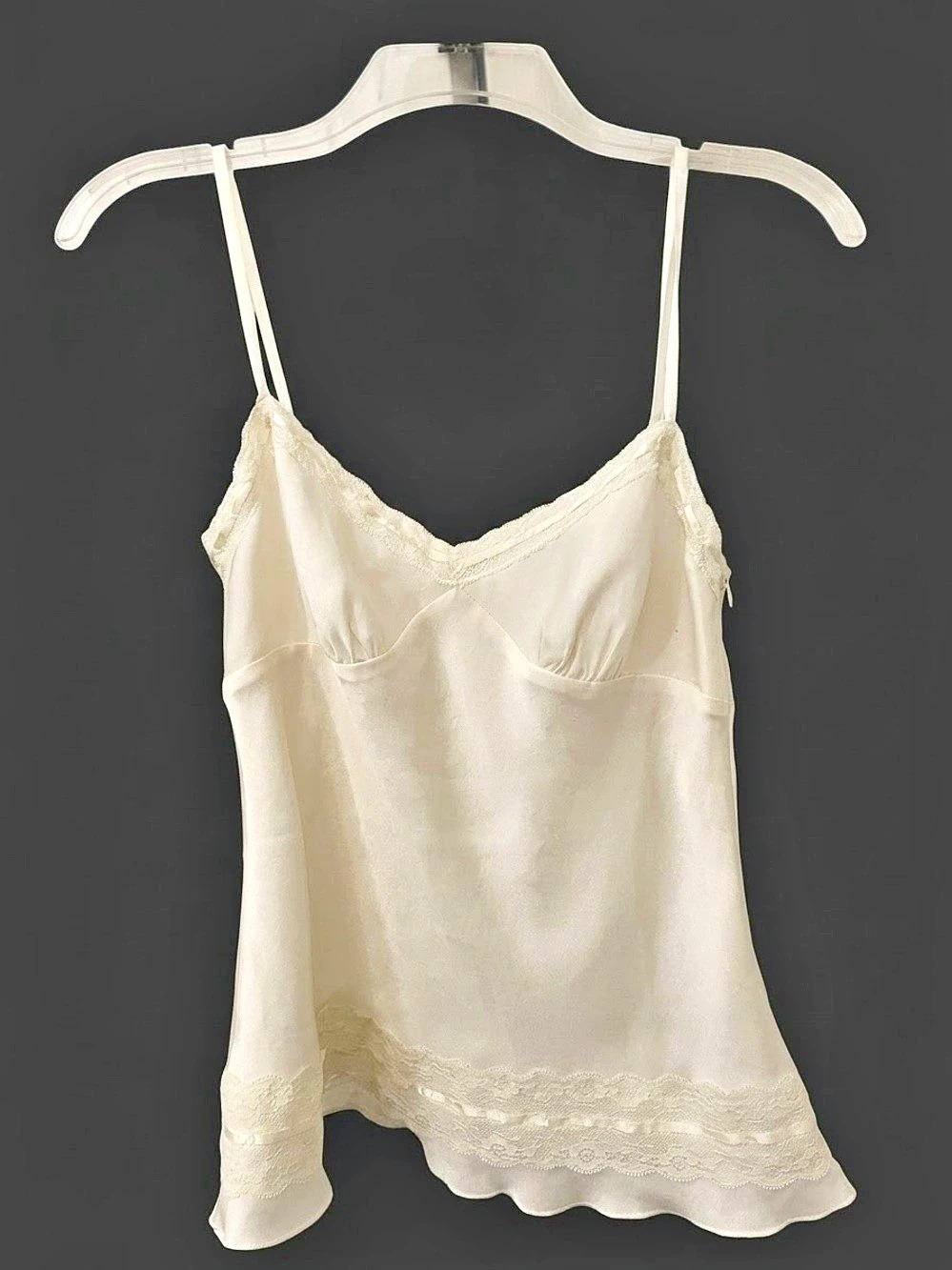 Ann Taylo Loft Lace Trim Satin Camisole in Cream New